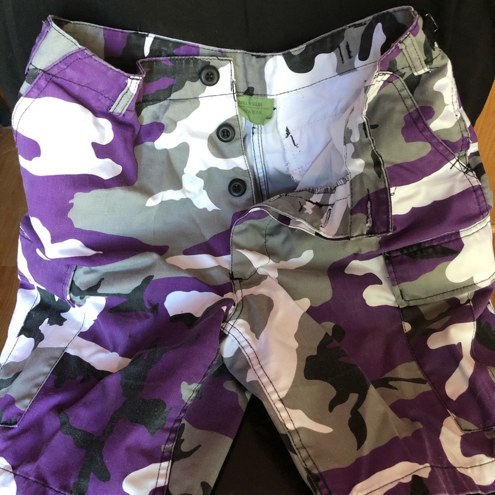 CARGO SHORTS - PURPLE CAMOUFLAGE adjustable waist